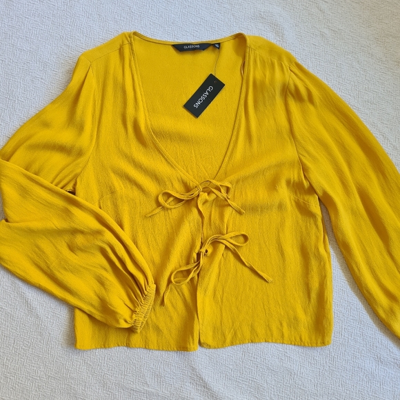 Glassons tie front mustard top size 10 - Picture 13 of 13